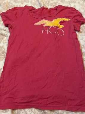 Hollister Pink Short Sleeve Logo Tee with Yellow Accent